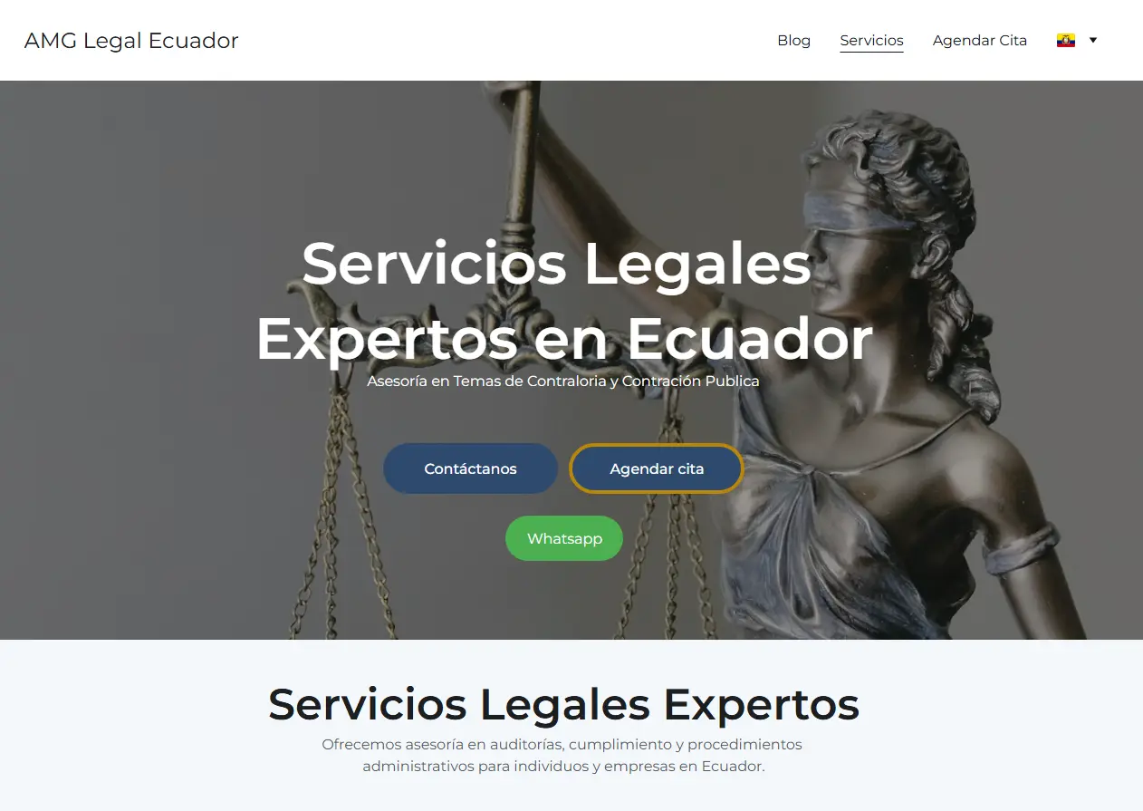 Captura del sitio web del bufete AMG Legal