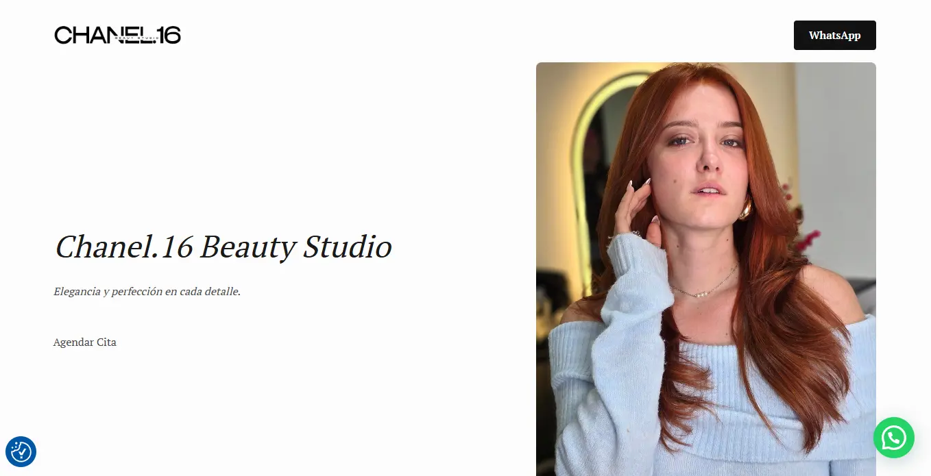 Captura del sitio web de Chanel.16 Beauty Studio