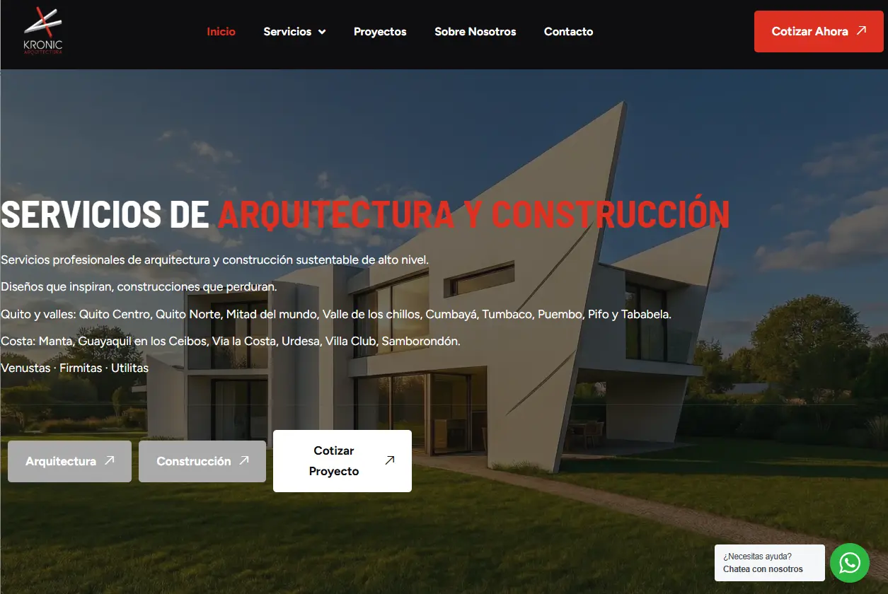 Captura del sitio web de Kronic Arquitectura