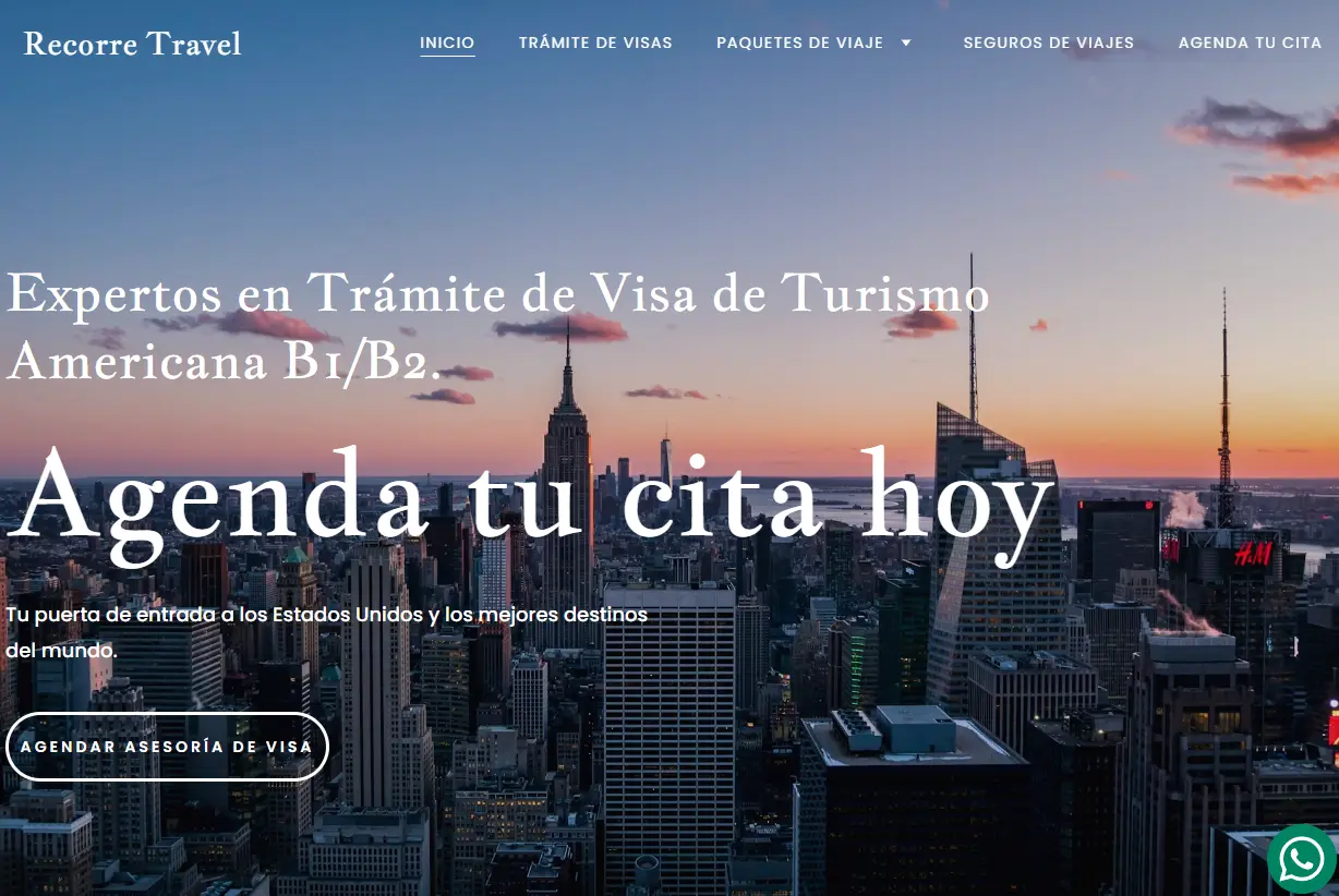 Captura del sitio web de Recorre Travel